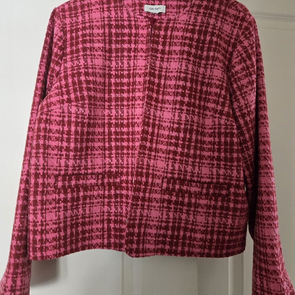 Pink Plaid Women's Blazer